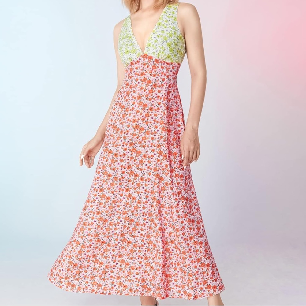 Floral patchwork midi dress